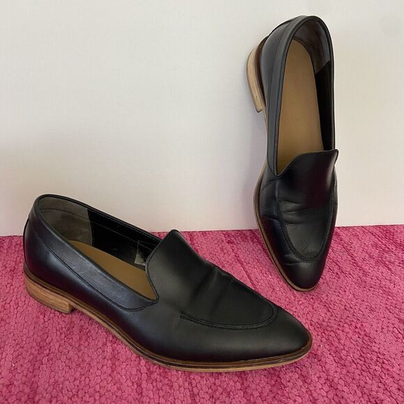 Everlane The Modern Loafer Pointed Toe Black Leather Size 8.5 - Picture 1 of 10